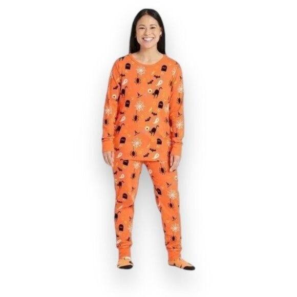 Hyde and Eek Women's Halloween 2-Piece Cotton Sleep Set, Orange, size 2X - Picture 1 of 4